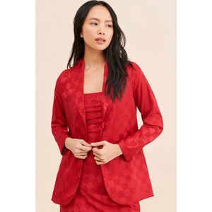 Women's Show Me Your Mumu Red Checkered Blazer XS